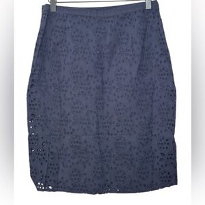Boden Broderie Eyelet Pencil Skirt Navy Blue, 4R, NWT!